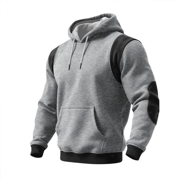 MęSka Bluza Z Kapturem W Bloki Kolorystyczne MęSka Sportowa Bluza W DużYm Rozmiarze Casualowa XL Light W Kolorze Szarym-image