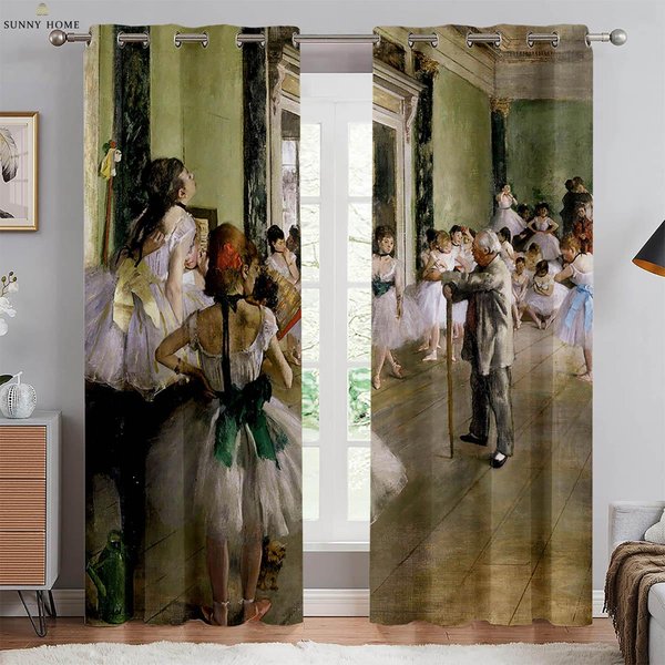 Kwiatowy PokóJ Obraz Olejny Nadruk ZasłOny Klasyczne ZasłOny W Stylu Retro Sypialnia Salon Gabinet Studio ZasłOny Dekoracyjne 2 Szt. W50Xh140(Cm)X2Pcs&Grommet Top-image