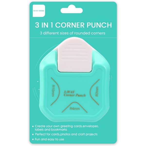 Perforadora De Esquinas De 3 VíAs (4 Mm, 7 Mm Y 10 Mm), Cortadora De Esquinas 3 En 1 Para Tarjetas, Laminado, Cartulina Y Scrapbooking. 3 Verde-image