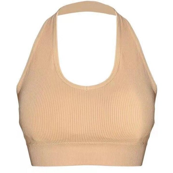 Camisola Sexy Con Cuello Halter Y Espalda Descubierta Para Mujer, Sujetador Deportivo Sin Aros, Top Con Tirantes, Tops Cortos De Color Liso, Chaleco, LenceríA Negro-image
