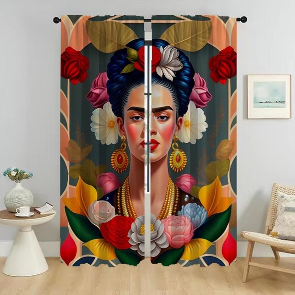 Cortinas Para El Interior Del Hogar, 2 Piezas, Modernas Cortinas De Tul Fridas Para Sala De Estar, Cortinas Divisorias Para Dormitorio Y Ventana W50Xh70Cmx2Pcs-Cl-image