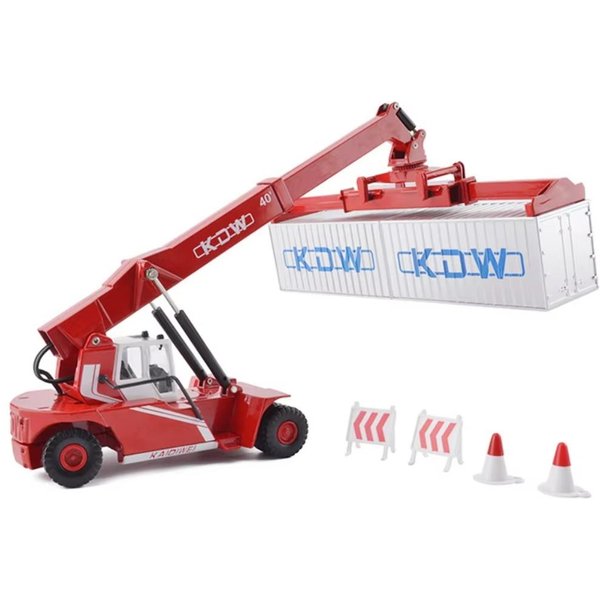 1:Model ŻUrawia Kontenerowego W Skali 50 Metalowy Korpus Przednie Podnosniki Model Pojazdu Budowlanego Model Pojazdu Transportowego Metalowy Odlew White-image