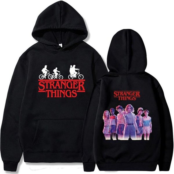 Stranger Things4 Sudadera Con Capucha De Forro Polar Para OtoñO E Invierno Sudadera Pullover 6626 L Negro-image