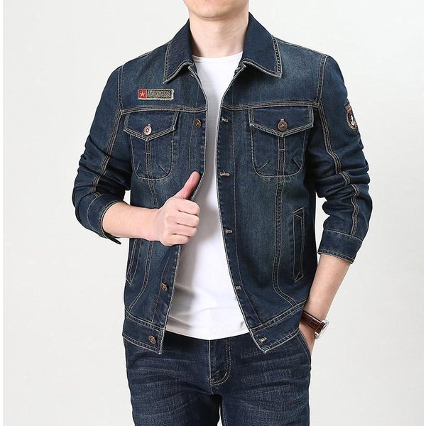 Chaqueta De Mezclilla Nueva De Primavera Y OtoñO Para Hombre Moda Juvenil Casual Urbana Exterior Solapa Chaqueta De Mezclilla 5XL Gray-image