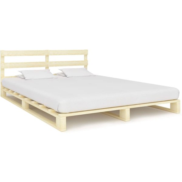 Estructura De Cama De Palets De Madera Maciza Pino 140*200 Cm-image