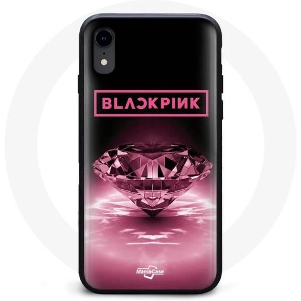 Funda - Maniacase - Iphone XR - Negro - Flexible - Fondo De Pantalla Diamante Blackpink Kpop Logo Rosa Negro-image