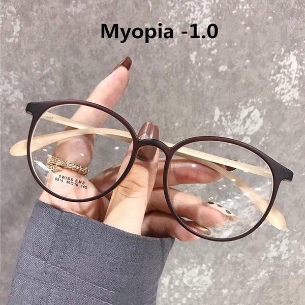 -1.0 1.5 2.0 A 6.0 Gafas Terminadas Para MiopíA Mujer Hombre Vintage Redondas Gafas Graduadas Para MiopíA Grado Unisex Gray-image