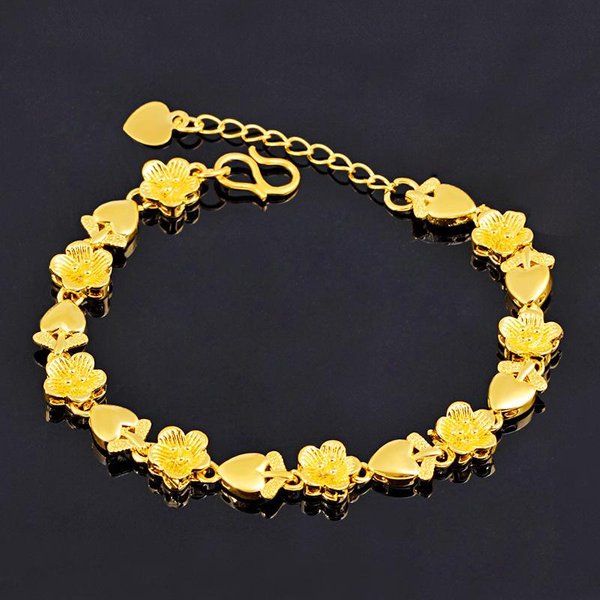 Pulsera CorazóN Lleno Para Mujer Chapada En Oro Oro Arena Amor Cadena De Reloj Pulsera CorazóN Oro ImitacióN Black-image