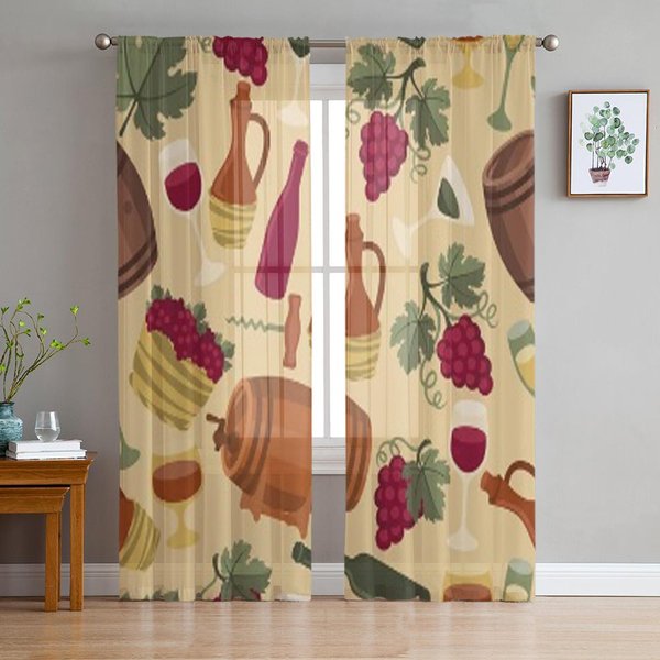 Cortinas Transparentes De Tul Estilo éTnico De Mujer Africana Para Sala De Estar, La HabitacióN, Dormitorio, DecoracióN De Cocina, Cortinas De Organza Voile 135W X 114H(Cm)-image