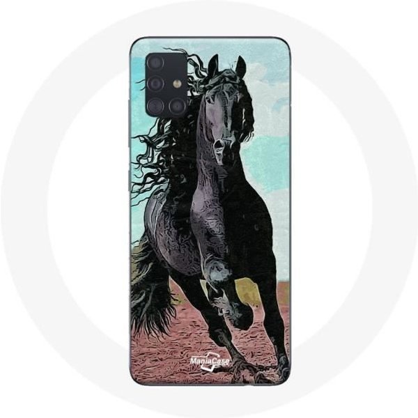 Funda Para Samsung Galaxy A71 Caballo Negro De La Raza FrisóN-image