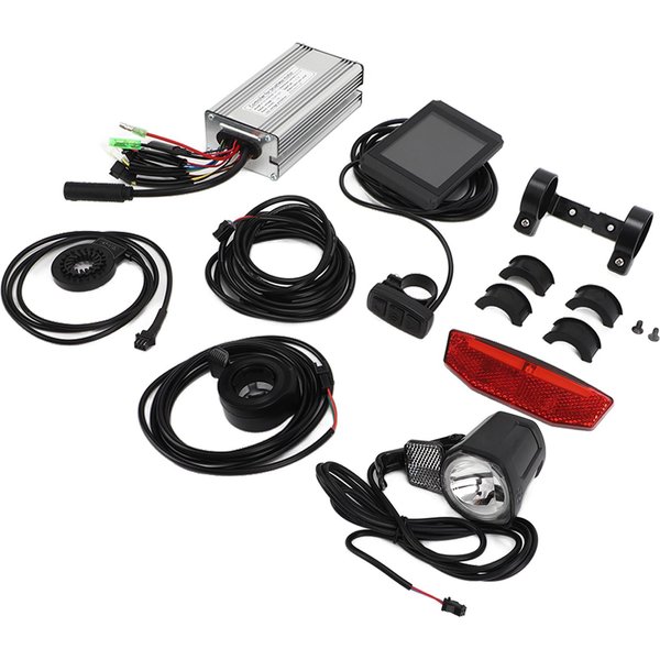 Kit De ConversióN Para Bicicleta EléCtrica 25A Controlador Panel LCD8H Faro Luz Trasera Acelerador De Pulgar Para 500W-image