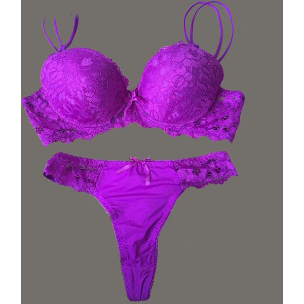Koronkowy Biustonosz Stringi Komplet Bielizny Push Up Zestaw Bielizny Damskiej Hollow Lace Intimates Biustonosze I Komplet Majtek 42C-image