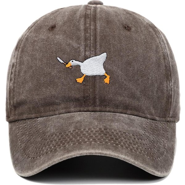 Modna Haftowana Czapka Baseballowa BiałA Gęś Regulowana Unisex Czapka Trucker Jednokolorowa Czapka Z Daszkiem Kaczka MęSka-image