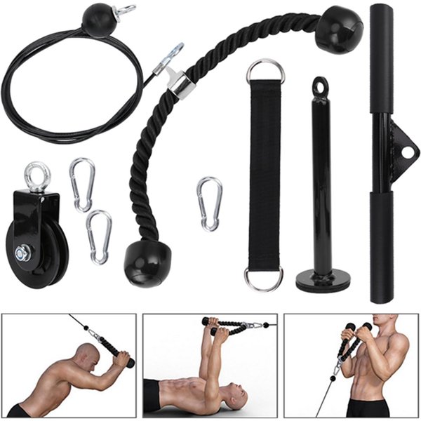 Juego De 9 Piezas Equipo De Fitness DIY Juego De Ejercicio En Casa Entrenamiento De Fuerza De Brazos Sistema De Poleas De Cuerda-image