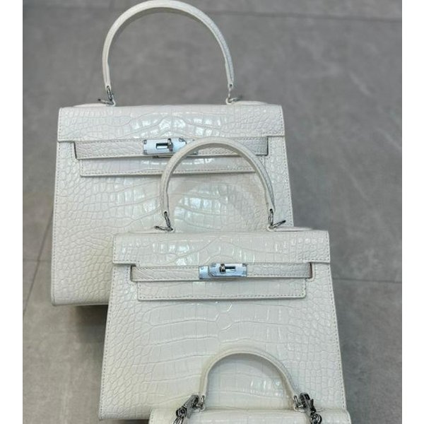 Bolso Cruzado De Hombro ÚNico Estilo Retro Europeo Y Americano Con PatróN De Cocodrilo: Bolso De Mano De Alta Gama, Moderno Y De Lujo Ligero Para Mujer 22Cm Gray-image