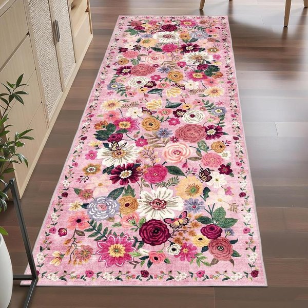 Vintage Dywanik Kwiatowy AntypośLizgowy Zmywalny Dywanik Do Przedpokoju Do WejśCia Kuchni Sypialni Styl Wiejski WystróJ PodłOgi WewnęTrznej 40X60Cm 16X24Inch-image