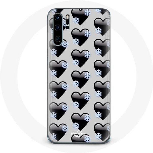 Funda Para Huawei P30 Fondo De Corazones Negros-image