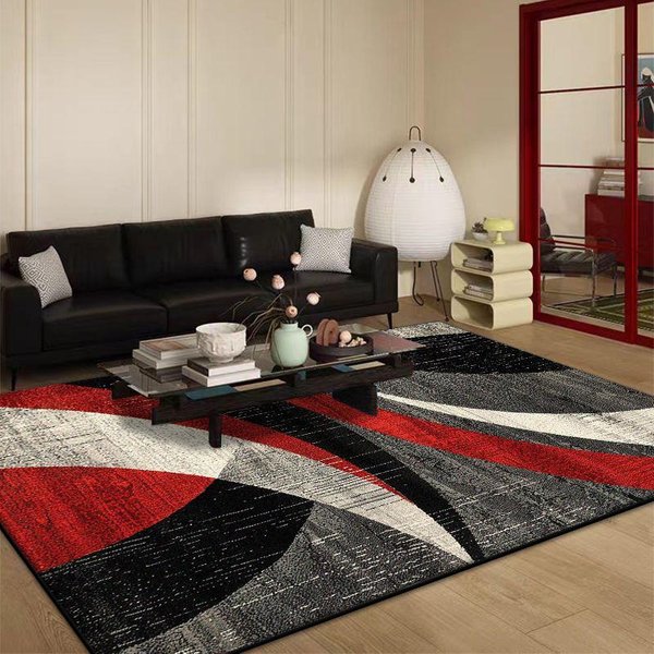 Czerwony Geometryczny Abstrakcyjny Dywan Do Salonu Domowego DużY Dywan Do Dekoracji Sypialni Lekki Luksus Sofa Stolik Kawowy Mata PodłOgowa AntypośLizgowa 60*90Cm-image