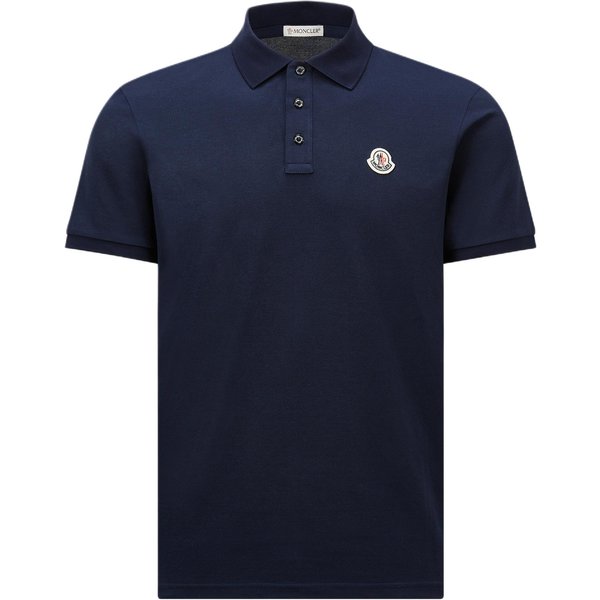 Camiseta Polo De Manga Corta De AlgodóN Con Ribete De Raya Lateral Moncler SS25 Camisas Polo Para Hombre Azul Oscuro K1-091-8A00026-89A16-7A9 L Blue-image