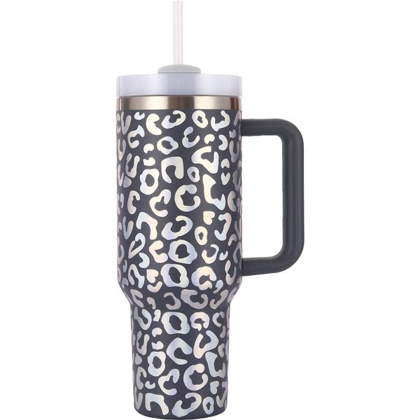 Pegatina De Agua Estampado De Leopardo Termo Taza Con Asa Acero Inoxidable Taza De Coche Taza Con Tapa Grande Duradero Duradero ÚTil ÚTil Seguro 40Oz-image