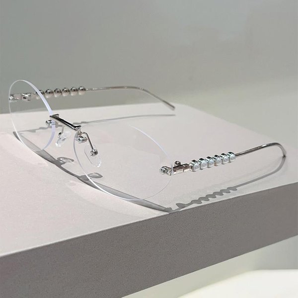 Owalne Okulary PrzeciwsłOneczne Bez Oprawek Z PerłAmi Damskie Stylowe Klasyczne Dekoracyjne Najnowszy Nowoczesny Luksusowy Design Codzienne Okulary PrzeciwsłOneczne As Picture Shows-image