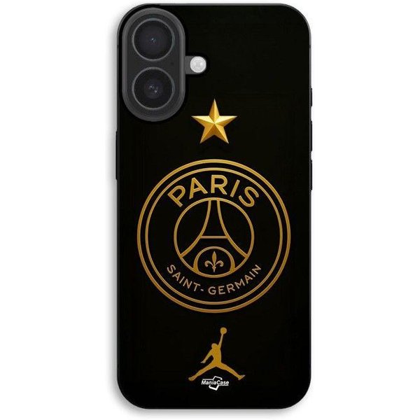 Etui Na Telefon - Maniacase - Iphone 17 - Silikon Tpu - MięKkie - ZłOte Logo Psg Gwiazda Mistrza Czarny-image