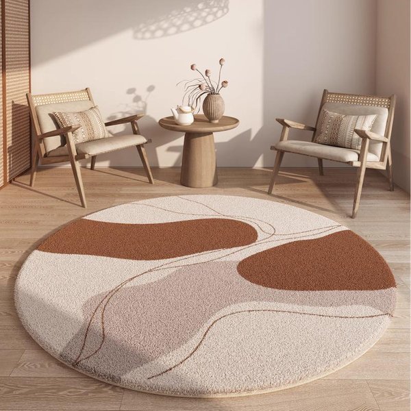 Alfombra Redonda Moderna Alfombras De Felpa Suave Y Esponjosa Para Sala De Estar Dormitorio Lavable Alfombrilla Gruesa DecoracióN Del Hogar 160*160Cm-image