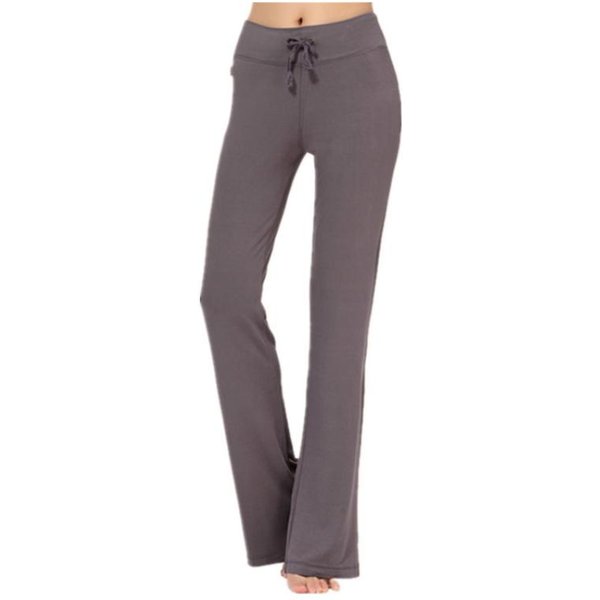 Auroth Color SóLido Mujeres Cintura Alta Pierna Ancha Pantalones Acampanados Pantalones EláSticos Pantalones Deportivos Con CordóN Xxxl Gray-image