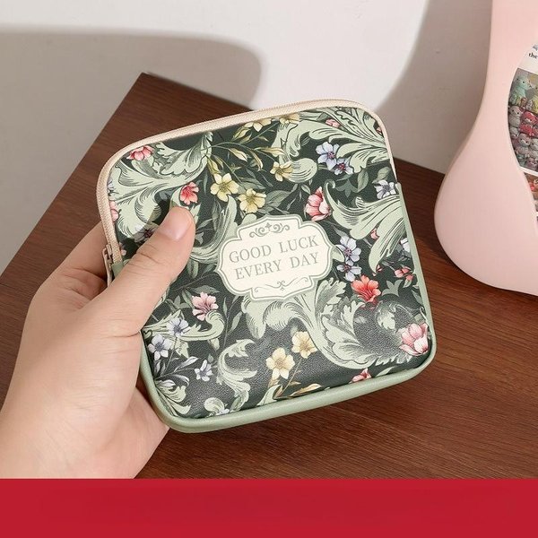 Bolsa Para Toallas Sanitarias De Gran Capacidad Mini Organizador PortáTil Para Cables De Datos Multiusos Para Mujeres NiñAs Bolsa De Maquillaje CosméTica Monedero-image