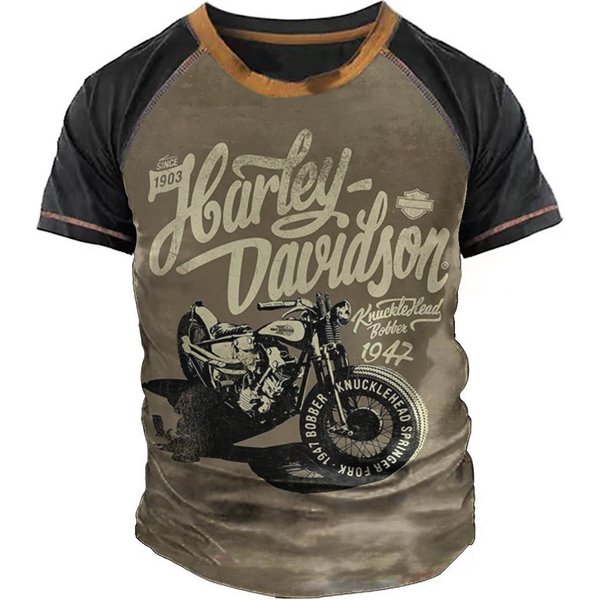 Koszulka MęSka Motocyklowa 3D Print KróTki RęKaw Vintage T-Shirt Dla MężCzyzn Ride Biker Koszulki Topy Oversized Koszulka MęSka Odzież 4XL Gray-image