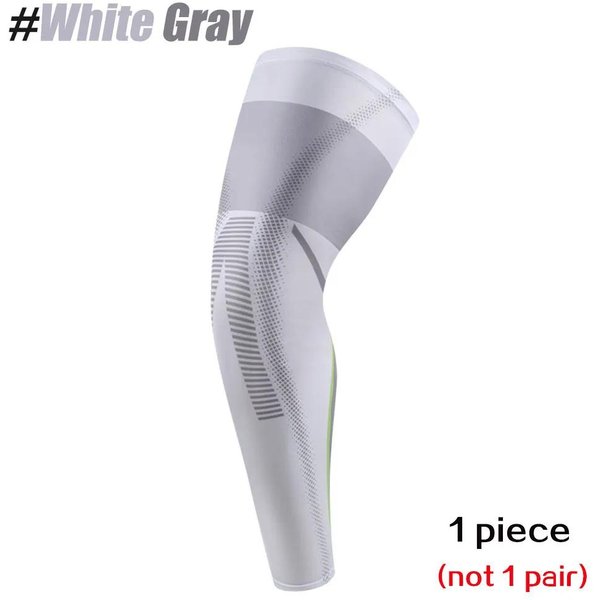 1 Pieza Manga De CompresióN Para Pierna Completa Rodilleras Largas Deportivas Protector De Pierna UV Tiras De Silicona Antideslizantes Para Correr Baloncesto FúTbol L-image