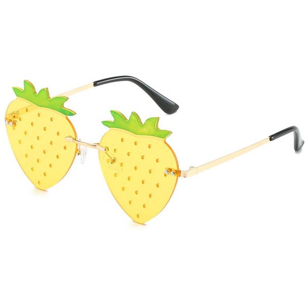 Damskie Gogle ŚMieszny KształT Truskawki Okulary PrzeciwsłOneczne Nieregularne Osobowość Okulary PrzeciwsłOneczne Vintage Ochrona UV 400 Kolor Cukierkowy Imprezowe Soczewki Okulary-image