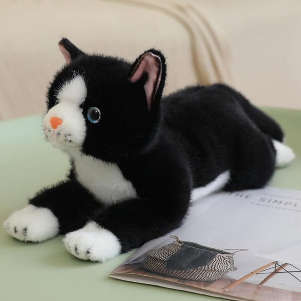 Juguete De Peluche De Gato Esponjoso De 40 Cm Relleno Gatito Naranja Gris Negro Blanco MarróN Animal Acostado MuñEco Como Peluche Real CompañEro Regalo Lying 40Cm-image