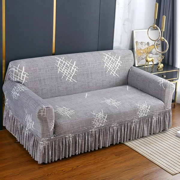 1 Funda EláStica Estampada Para Sofá Con Falda, Protector De Muebles Para Dormitorio, Oficina, Sala De Estar, DecoracióN Del Hogar. Medium-image