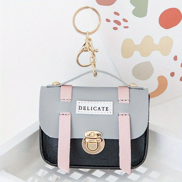 Bolsa De Llaves PortáTil Kawaii Bolso De NiñA Tarjetero Mini Billetera Billetera Cadena De Llaves Bolsa De Almacenamiento Para Auriculares Negro-image