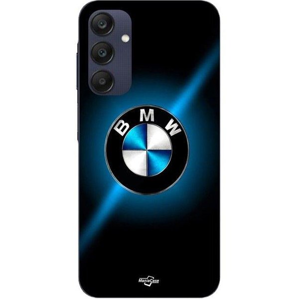 Etui Na Samsunga Galaxy A25 Logo Bmw Czarno-Niebieskie BłYszcząCe Maniacase Czarny-image