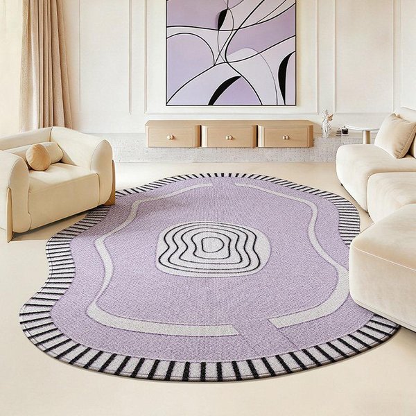 Nieregularny KształT Dekoracja Sypialni Fioletowy Dywan Puszysty MięKki Mata PodłOgowa Do Gabinetu Grubo Pluszowy Dywan WzóR Lamparta Dywany Do Salonu 100X160Cm-image
