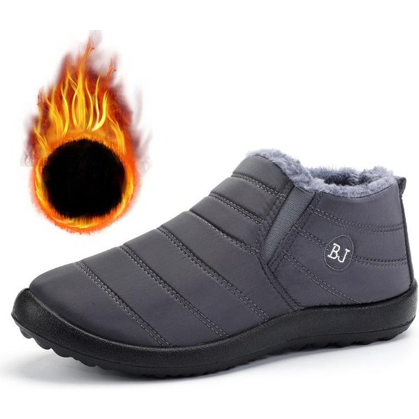 Buty MęSkie Wodoodporne Buty Zimowe Lekkie Buty śNiegowe CiepłE Futrzane Buty MęSkie Plus Size Botki Unisex Wsuwane Buty Codzienne 38 Szary-image