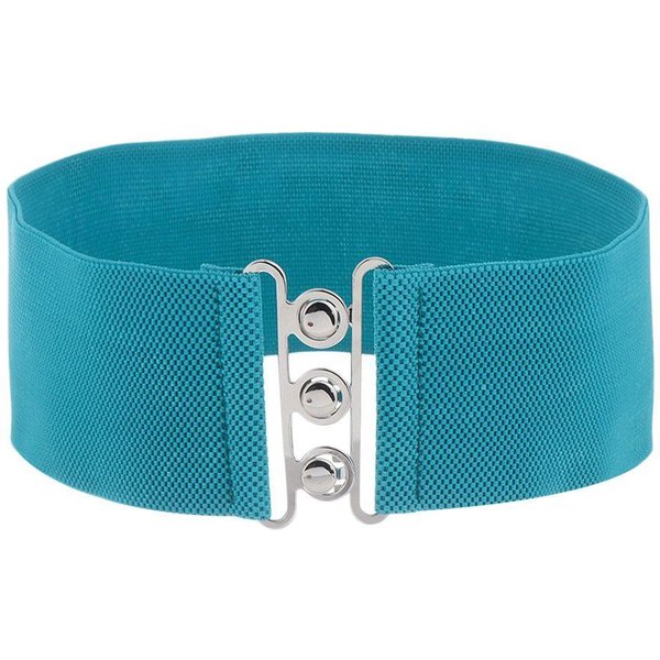 Fashion Casual Cinch RozciąGliwa Metalowa Klamra W Pasie Szeroki Elastyczny Pasek W Talii Sukienka Cummerbands Jasny Kolor Niebieski-image