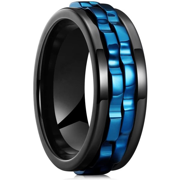 Anillos De Acero Inoxidable AntiestréS De Moda Para Hombres Cadena De Engranajes Giratoria Alivio De La Ansiedad Anillos Fidget Giratorios JoyeríA Hiphop Punk 13 Gray-image