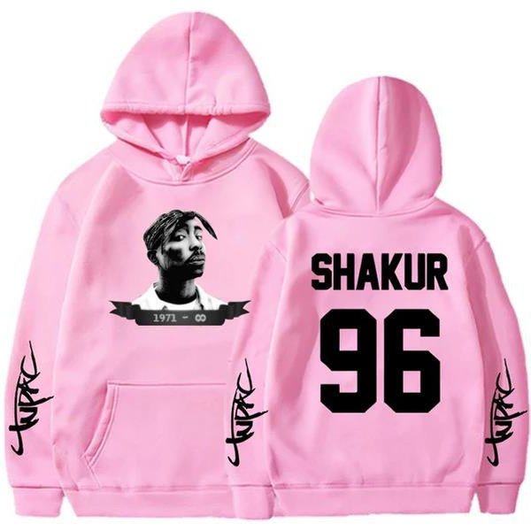 Bluza Z Kapturem MęSka 2Pac, Bluza Unisex, Stylowa Bluza Hip-Hopowa, Sweter Casualowy, Bluza W Stylu Ulicznym Jesień/Zima XL Pink-image