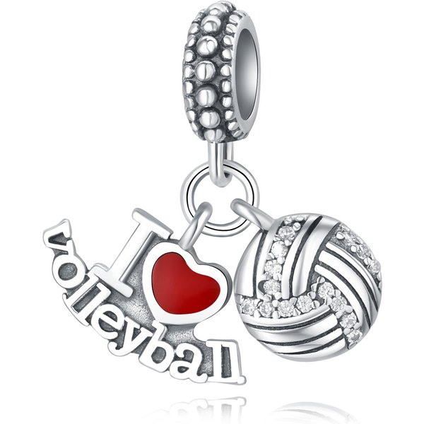 Colgantes De Cobre Serie Deportiva De Baloncesto Charm Bead Se Adapta A Pulsera Genuina Wear JoyeríA DIY Regalos Accesorio Gray-image