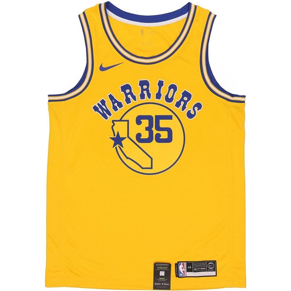 Camiseta NBA Nike Classic Edition Swingman Connected Golden State Warriors Kevin Durant Para Hombre Amarilla AJ3878-729 L Blue-image