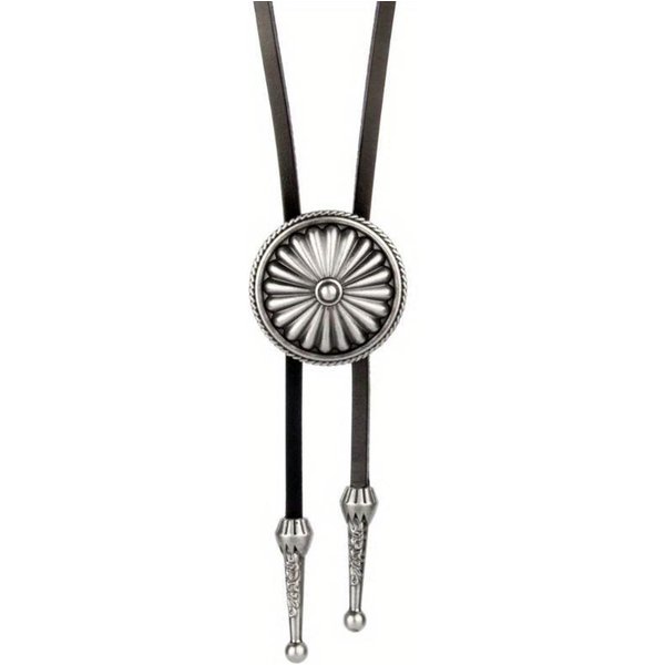 Collar De Corbata Boho Corbata Bolo Occidental Corbata Bolo Redonda Vintage Corbata De Vaquero Corbata De Cuero De Vaquero Cadena Para SuéTer Corbata Bolo De Cuero Negro-image