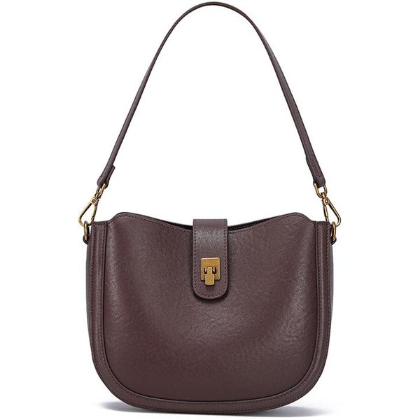 Bolso De Mujer De Cuero Genuino Bolso De Silla De Montar Retro De Moda Nuevo Bolso Shell Bolso De Nicho VersáTil De Hombro Cruzado-image