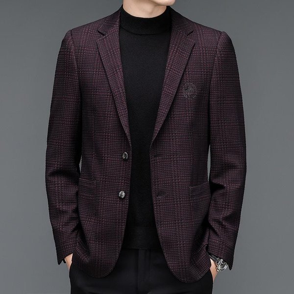 Traje EláStico De Seersucker Para Hombre, OtoñO E Invierno, Bordado, VersióN Coreana, Ajustado, Moderno, Informal, PequeñO, Para JóVenes XL Black-image