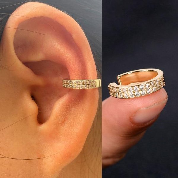 1 Pieza GeometríA Hueca ArcoíRis Cz PuñO Envolvente Clip Pendientes Mujer NiñAs Trepador CartíLago Oreja Hueso Clips Pendiente Falso Sin PerforacióN-image