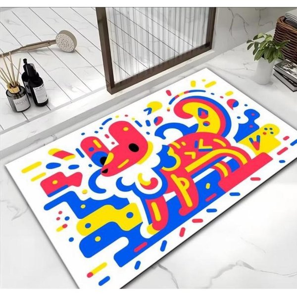 Alfombrilla De BañO Para Perro De Dibujos Animados Alfombrilla De Barro Diatomeo Antideslizante Absorbente Alfombrilla Para Puerta De Inodoro Alfombra 40 * 60Cm-image