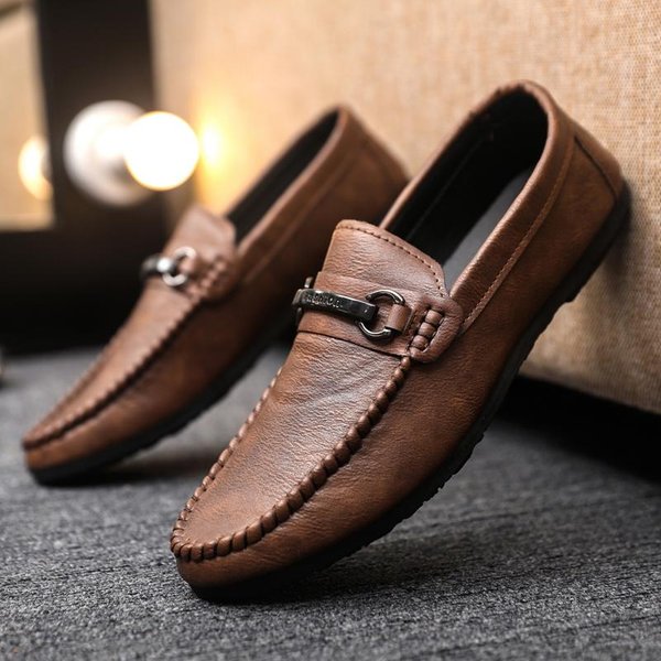 Mokasyny MęSkie Clasicc Wygodne MęSkie PłAskie Mokasyny Modne Buty MęSkie Wsuwane Buty łOdzi Dla MężCzyzn Obuwie Buty Do Jazdy Samochodem MęSkie 43 BrąZowy-image