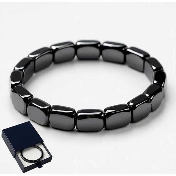 Pulsera De Hematita Para Hombre - Reaviva La EnergíA Masculina, Pulseras EláSticas De Cuentas De Piedra De Hematita Natural Recupera Tu Ventaja Y Confianza One Size-image